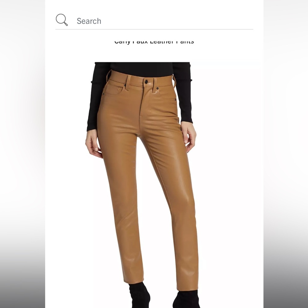 Veronica beard, Maera skinny high rise, cognac faux leather pants by